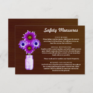 Donker Rustiek Paarse Bloemen Mason Jar Veiligheid Informatiekaartje