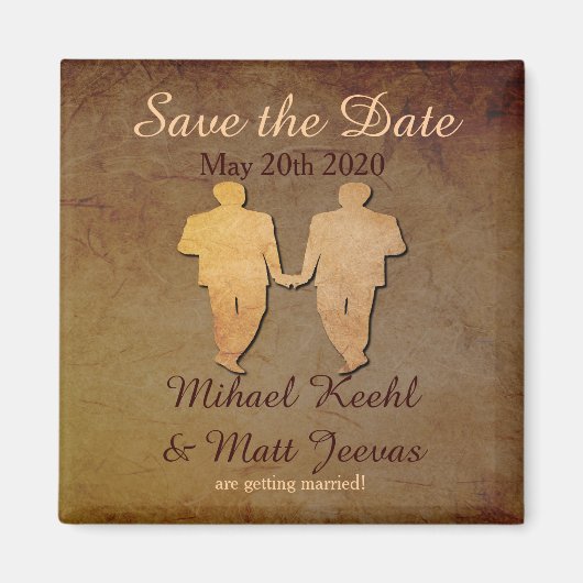 Donker rustiek Save the Date Magnet Gay Wedding (Voorkant)