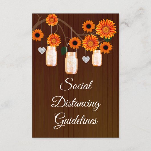 Donker Rustiek Sinaasappel Bloemen Mason Jar Veili Informatiekaartje (Voorkant)