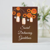 Donker Rustiek Sinaasappel Bloemen Mason Jar Veili Informatiekaartje (Staand voorkant)