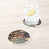 Donker Rustieke Kerst Musical Notes Ronde Zandsteen Onderzetter (Zijkant)