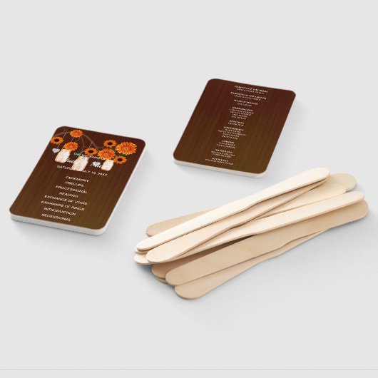 Donker Rustisch Sinaasappel Floral Mason Jars Wedd Handwaaier (Niet-gemonteerd)