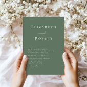 Donker Sage Groen Minimalistisch Script Wedding Kaart