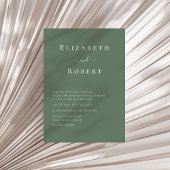 Donker Sage Groen Minimalistisch Script Wedding Kaart