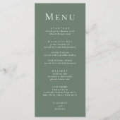 Donker Sage Groen Modern Minimalistisch Trouwmenu Menu (Voorkant)