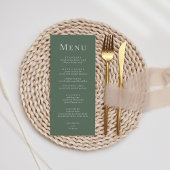 Donker Sage Groen Modern Minimalistisch Trouwmenu Menu