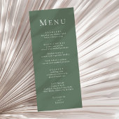 Donker Sage Groen Modern Minimalistisch Trouwmenu Menu