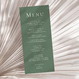 Donker Sage Groen Modern Minimalistisch Trouwmenu Menu