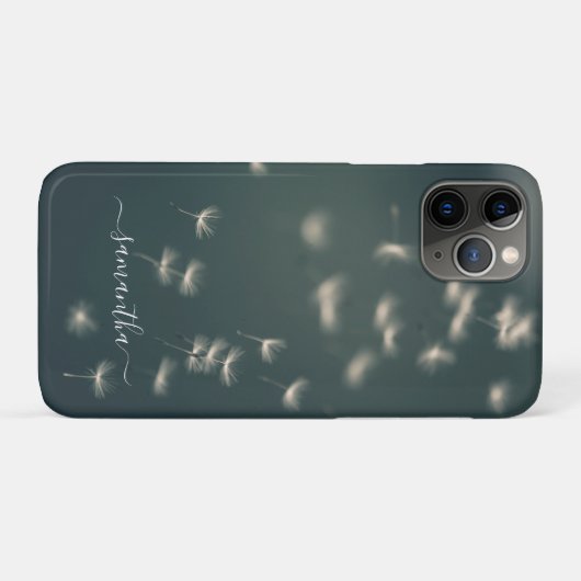 Donker Sage Groen Paardebloem Wit Script Naam Hoes (Achterkant (horizontaal))