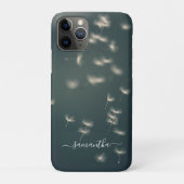 Donker Sage Groen Paardebloem Wit Script Naam Hoes (Achterkant)