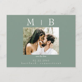 Donker Sage Paar Foto Bruiloft Save the Date Briefkaart