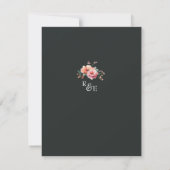 Donker Salie Groen Rustiek Roze Bloemen Monogram RSVP Kaartje (Achterkant)