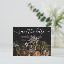 Donker sinaasappel Bloemen Bewaar de datum Aankondigingskaart