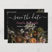 Donker  sinaasappel Bloemen Bewaar de datum Aankondigingskaart (Voorkant / Achterkant)