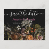 Donker  sinaasappel Bloemen Bewaar de datum Aankondigingskaart (Voorkant)