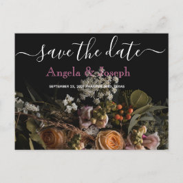 Donker  sinaasappel Bloemen Bewaar de datum Aankondigingskaart