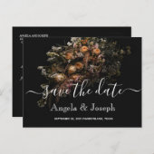 Donker sinaasappel Bloemen Bewaar de datum Ann Aankondigingskaart (Voorkant / Achterkant)