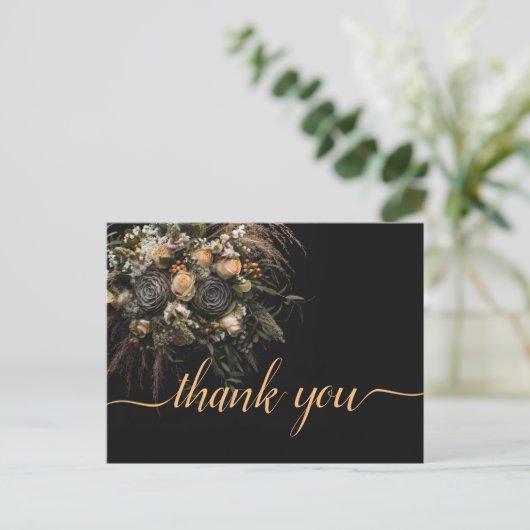 Donker sinaasappel Bloemen Dank u Briefkaart (Staand voorkant)