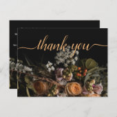 Donker  sinaasappel Bloemen Dank u Postca Briefkaart (Voorkant / Achterkant)