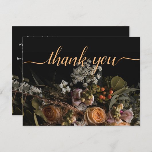 Donker  sinaasappel Bloemen Dank u Postca Briefkaart (Voorkant / Achterkant)