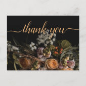 Donker  sinaasappel Bloemen Dank u Postca Briefkaart (Voorkant)