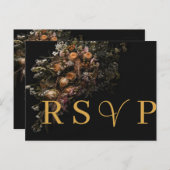 Donker  sinaasappel Bloemen RSVP Invitation Uitnodiging Briefkaart (Voorkant / Achterkant)