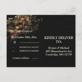 Donker  sinaasappel Bloemen RSVP Invitation Uitnodiging Briefkaart (Achterkant)