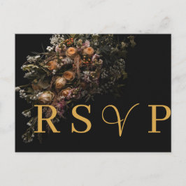 Donker  sinaasappel Bloemen RSVP Invitation Uitnodiging Briefkaart