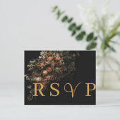 Donker  sinaasappel Bloemen RSVP Invitation Uitnodiging Briefkaart (Staand voorkant)
