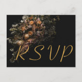 Donker  sinaasappel Bloemen RSVP Invitation Uitnodiging Briefkaart (Voorkant)