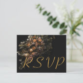 Donker  sinaasappel Bloemen RSVP Invitation Uitnodiging Briefkaart (Staand voorkant)