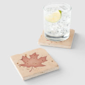 Donker Sinaasappel Leaf op Cream Stenen Onderzetter (Zijkant)