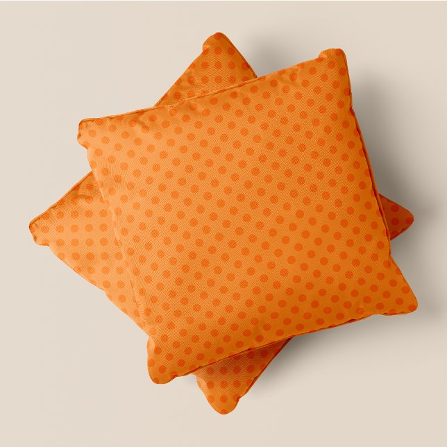 Donker Sinaasappel op licht Sinaasappel Retro Chic Kussen (Dark Orange On Light Orange Retro Chic Polka Dots Throw Pillow)