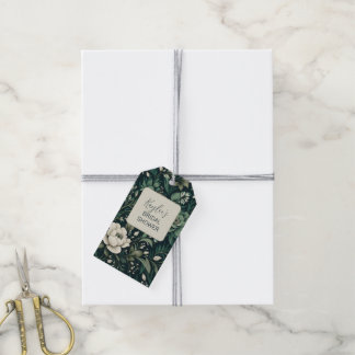 Donker smaragdgroene bloem cadeaulabel
