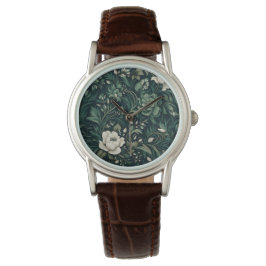 Donker smaragdgroene bloem horloge
