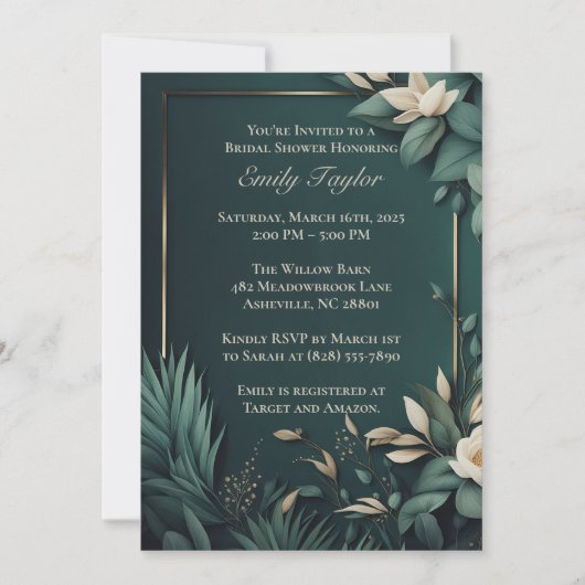 Donker smaragdgroene bloem kaart (Voorkant)