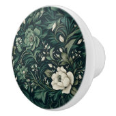 Donker smaragdgroene bloem keramische knop (Rechts)