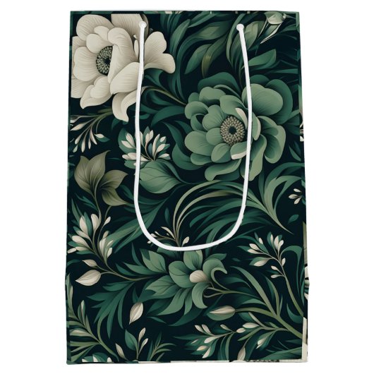 Donker smaragdgroene bloem medium cadeauzakje (Achterkant)