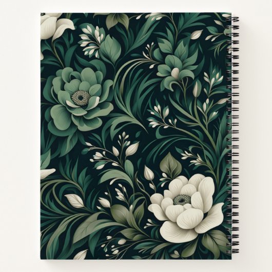 Donker smaragdgroene bloem notitieboek (Achterkant)