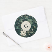 Donker smaragdgroene bloem ronde sticker (Envelop)