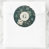 Donker smaragdgroene bloem ronde sticker (Tas)