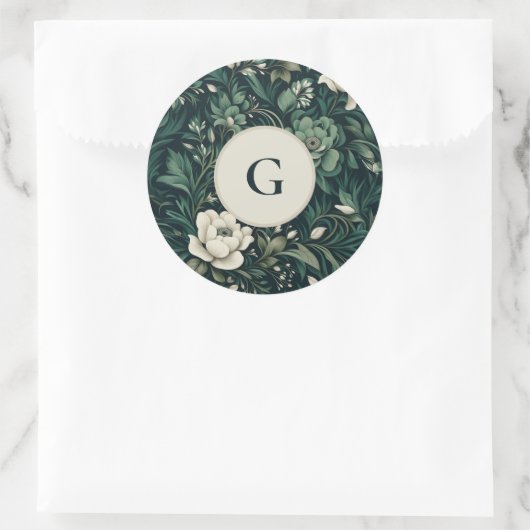 Donker smaragdgroene bloem ronde sticker (Tas)