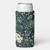 Donker smaragdgroene bloem seltzer blikjeskoeler (Seltzer Voorkant)