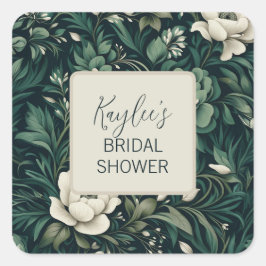 Donker smaragdgroene bloem vierkante sticker