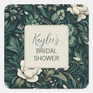 Donker smaragdgroene bloem vierkante sticker