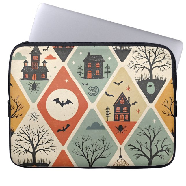 Donker spook patroon laptop sleeve (Voorkant)