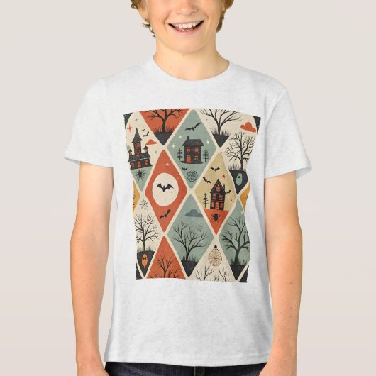 Donker spook patroon Tri-Blend shirt (Voorkant)