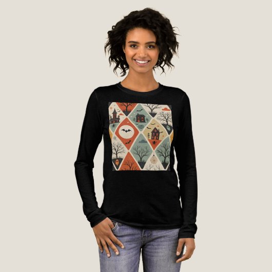 Donker spook patroon Tri-Blend shirt (Voorkant)