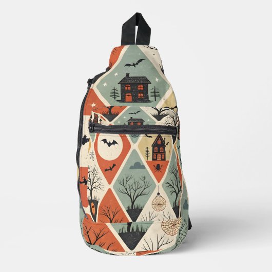 Donker spookpatroon sling bag (Voorkant)