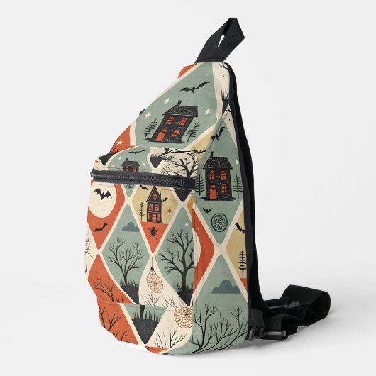 Donker spookpatroon sling bag (Rechterhoek)